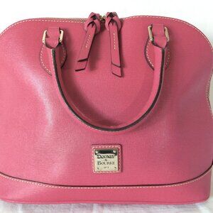 Large Dooney & Bourke Fuchsia Hot Pink Leather & Gold Purse Tote Handbag